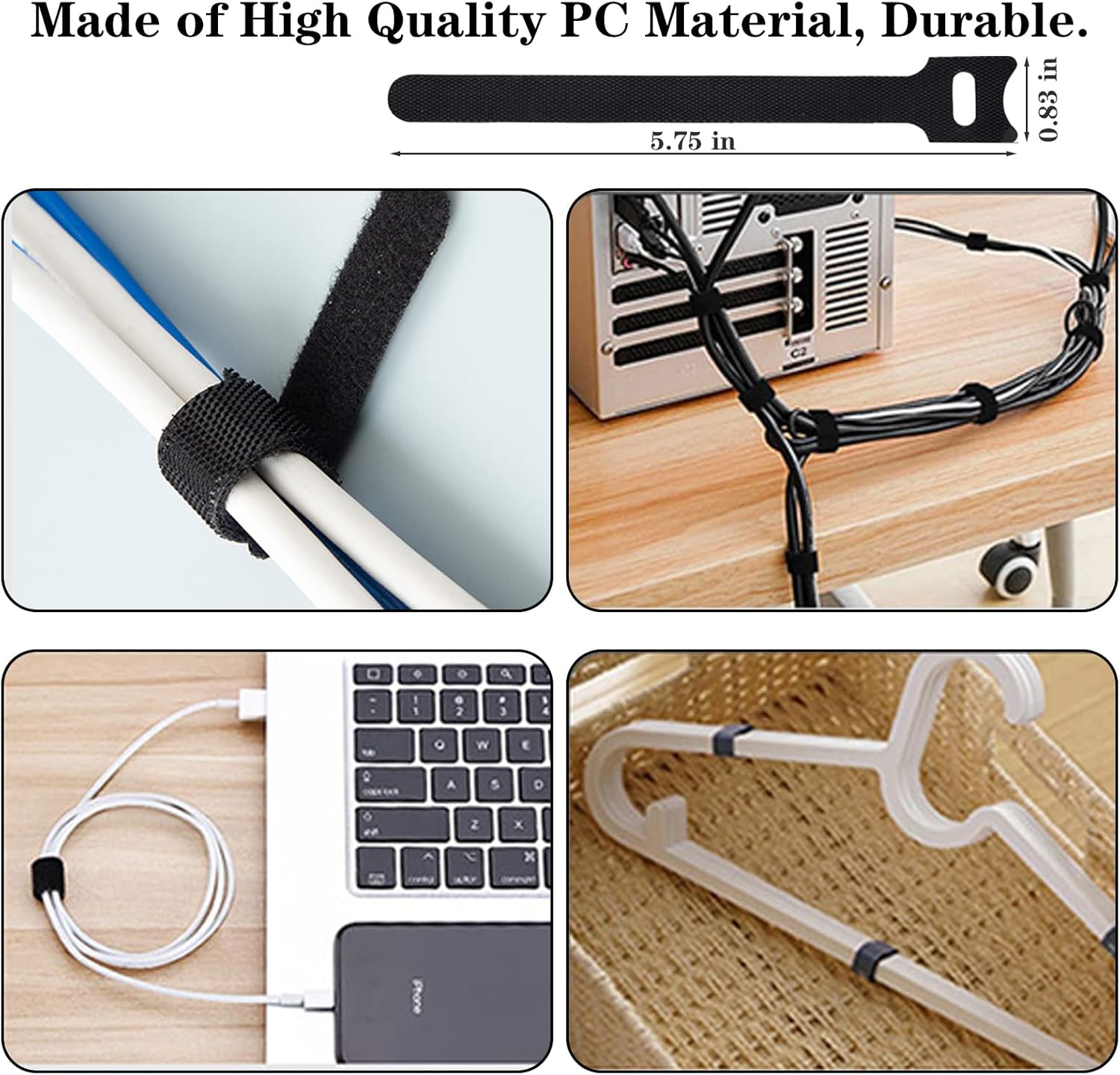 N_NOROCME_192_PCS_Cable_Management_Kit_4_Wire_Organizer_Sleeve,11_Cable_Holder,35Cord_Clips_10+2_Roll_Cable_Organizer_Straps_and_100_Fastening_Cable_Ties_for_Computer_TV_Under_Desk,_black,clear