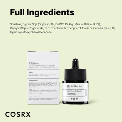 COSRX_Retinol_0.5_Oil,_Anti-aging_Serum_with_0.5%_Retinoid_Treatment_for_Face,_Reduce_Wrinkles,_Fine_Lines,_Gentle_Skincare_for_Day_&_Night,_Not_Tested_on_Animals,_Korean_Skin_Care