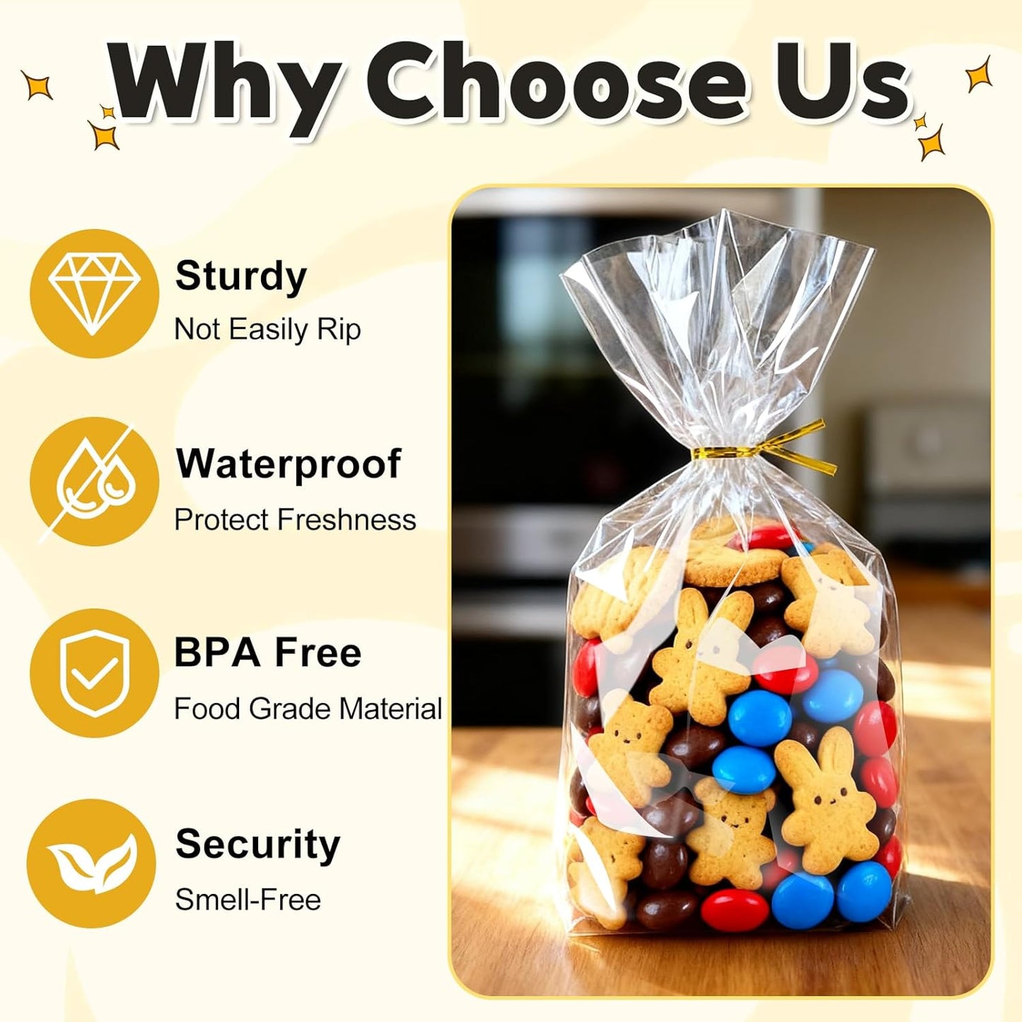 PigPotParty_Cellophane_Treat_Bags_6"x9",_50_Pack_Clear_Goodie_Bags,_2.4"_Bottom_Gusset_for_Stand-Up_Display,_Small_Plastic_Gift_Wrap_for_Cookies,_Candy,_Party_Favors,_Popcorn,_Includes_50_Gold_Ties