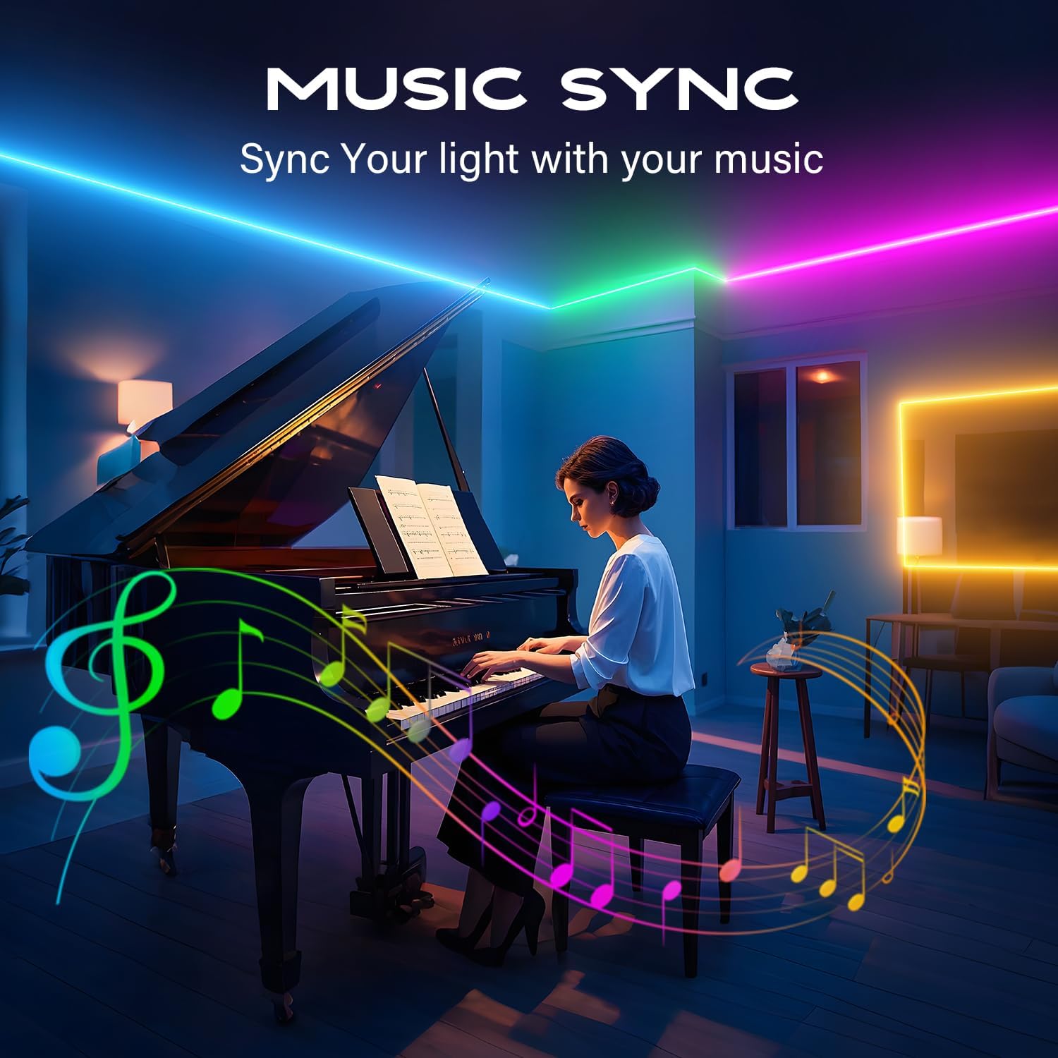 CHARKEE_LED_Lights_25ft/50ft/100ft_USB-Powered,_Music_Sync_RGB_LED_Strip_Lights_for_Bedroom/TV_Backlight/Gaming_Lighting,_Color_Changing_Bluetooth_Led_Lights_IR_Remote&App_Control