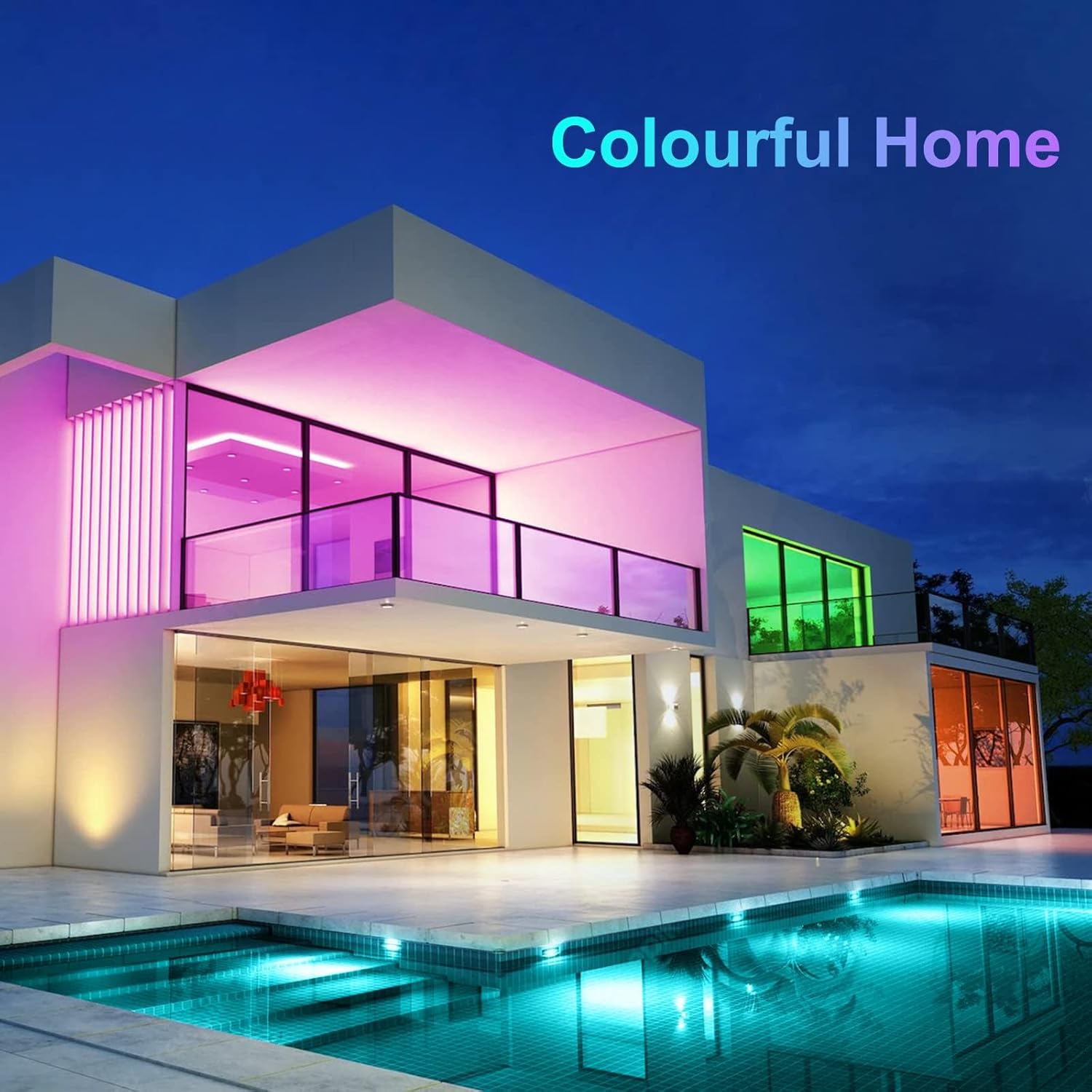 CHARKEE_130ft_LED_Strips_Lights_(65.6ft*2)_Full_Color_Sync_Music,_Dimmable_and_Color_Changing_RGB_LED_Strip_Lights,_24_Volt_Bluetooth_Flexible_LED_Lights_for_Bedroom,Family,DIY(Smart_App+Remote)