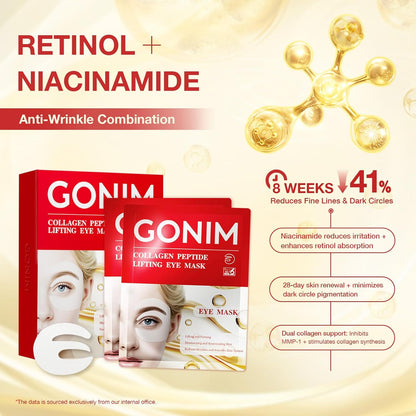 GONIM_Under_Eye_Patches_360°_Fit,_Eye_Mask_with_Collagen_Peptide,_Salmon_DNA_PDRN,_Caffeine,Retinol_&_Niacinamide,_Eye_Patches_for_Puffy_Eyes_and_Dark_Circles,_Travel_Essentials_4_pairs
