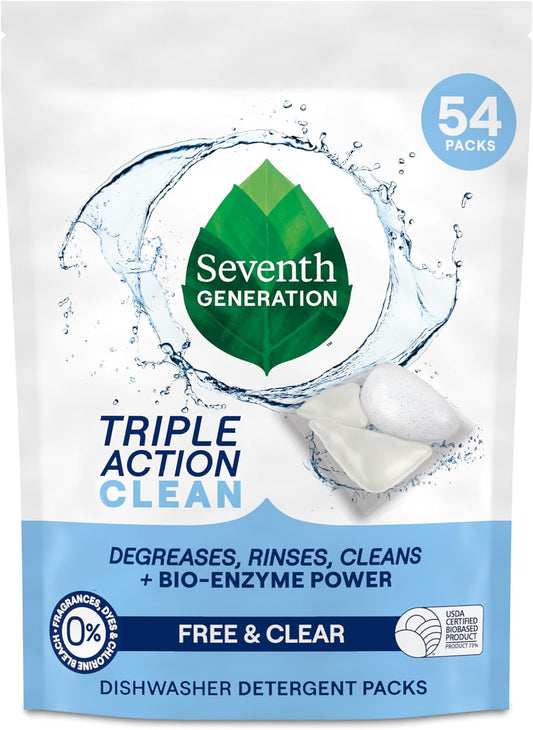 Seventh_Generation_Triple_Action_Clean_Automatic_Dishwasher_Detergent_Packs_with_Bio-Enzyme_Power,_Free_&_Clear,_Fights_48-hour_Stuck-on_Food,_54_count