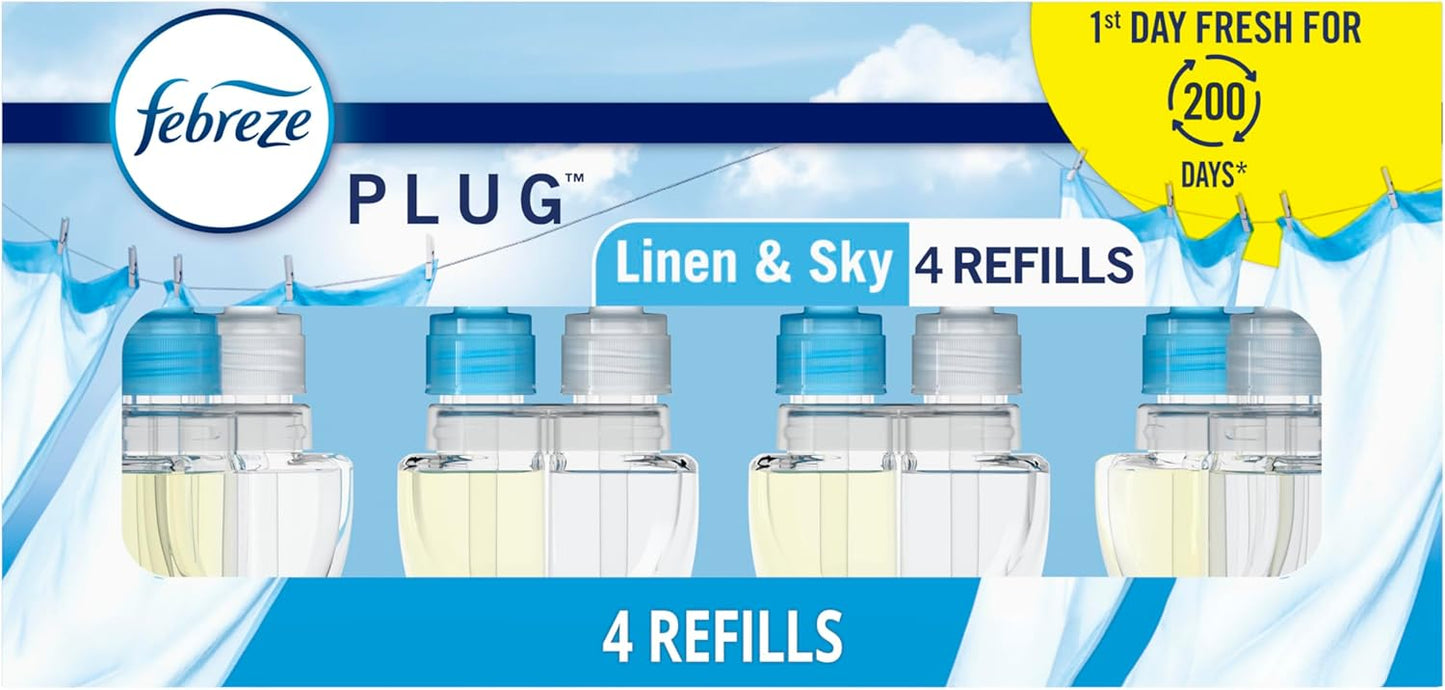 Febreze_Plug_In_Air_Freshener,_Odor-Fighting_Scented_Oil_Refill,_Linen_&_Sky_Scent,_4_Refills