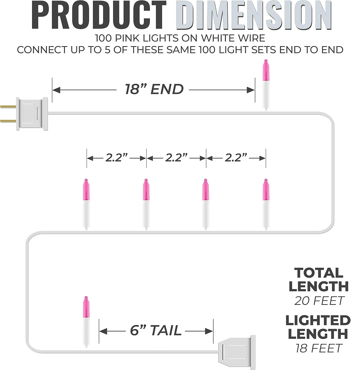 612_Vermont_100_Pink_Christmas_Lights_on_a_White_Wire_String,_UL_Approved,_Indoor/Outdoor_Use,_18’_of_Lighted_Length,_20’_of_Total_Length