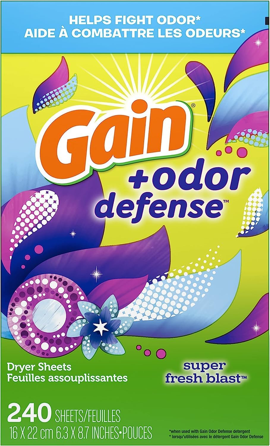 Gain_Dryer_Sheets_Plus_Odor_Defense,_Super_Fresh_Blast_Scent,_240_Count,_Helps_fight_static_and_odor,_laundry_sheets