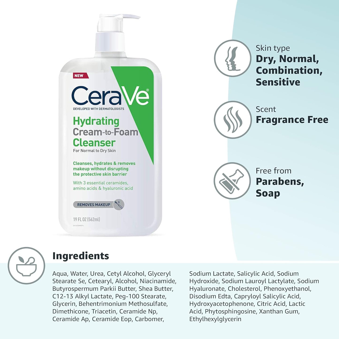 CeraVe_Hydrating_Cream_To_Foam_Cleanser,_Makeup_Remover_Face_Wash_For_Dry_Skin,_Foaming_Facial_Cleanser_With_Hyaluronic_Acid,_Normal_To_Dry_Skin,_Fragrance_Free_&_Non_Comedogenic,_19_Fluid_Ounce