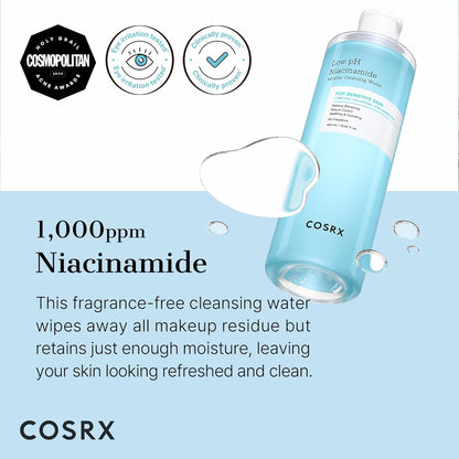 COSRX_Low_pH_Niacinamide_Micellar_Cleansing_Water_Daily_Mild_Facial_Cleansing_Wash_for_Sensitive_Skin,_Sebum_control,_Korean_Skin_Care_(13.52fl.oz/400ml)