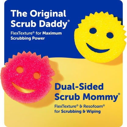 Scrub_Daddy_6_Kitchen_Sponges_&_1_Daddy_Caddy_Dish_Sponge_Holder_-_BPA_Free_&_Made_with_Polymer_Foam_-_Stain_&_Odor_Resistant,_Scratch-Free_Multipurpose_Scrubbers
