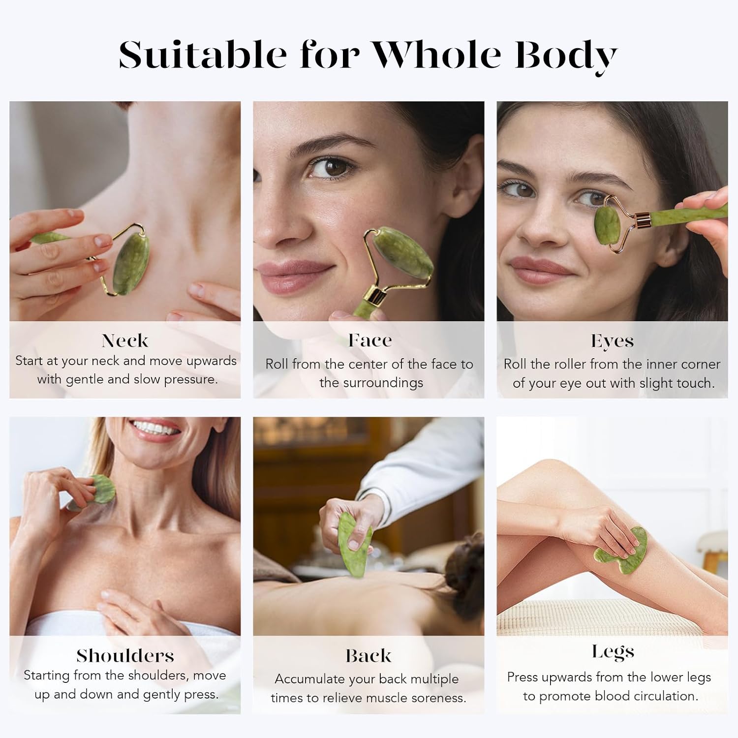 BAIMEI_IcyMe_Gua_Sha_&_Jade_Roller_Facial_Tools_Face_Roller_and_Gua_Sha_Set_for_Puffiness_and_Redness_Reducing_Skin_Care_Routine,_Self_Care_for_Men_Women_-_Green