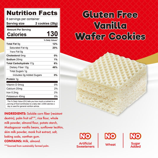 ChocZero_Vanilla_Wafer_Cookies,_Crispy_Cookies_Layered_With_Vanilla_Creme,_Gluten_Free,_No_Added_Sugar,_16_Keto_Wafer_Cookies_Per_Box,_8_Ounce_(Pack_of_1)