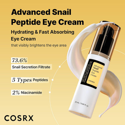 COSRX_Snail_Mucin_Peptide_Under_Eye_Cream,_0.84_fl_oz,_73.7%_Snail_Mucin_and_Niacinamide,_Eye_Care,_Eye_Cream_Anti_Aging,_Dark_Circles,_Korean_Skin_Care