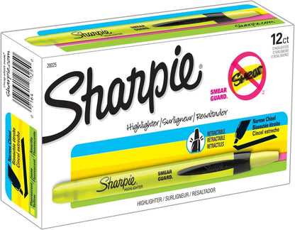 Sharpie_Retractable_Highlighters,_Chisel_Tip,_Fluorescent_Yellow,_12_Count