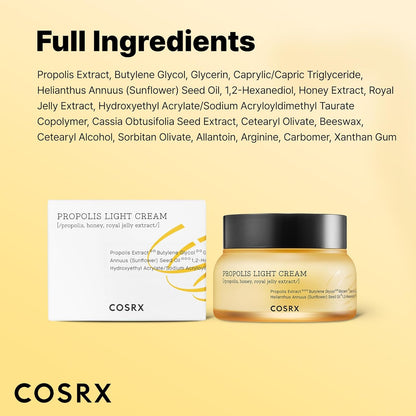 COSRX_Full_Fit_Propolis_Light_Cream,_2.19_Fl.oz_/_65ml,_Propolis_64.5%,_Hydrating_Daily_Day_and_Night_Moisturiser,_Korean_Skin_Care,_Not_Tested_on_Animals
