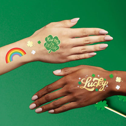 St_Patricks_Day_Temporary_Tattoos_56_Glitter_Styles_Shamrock_Face_Stickers_Suppiles_Kiss_Me_I'm_Irish_Party_Favor_St_Patty's_Day_Accessories_Leprechauns_Arts_and_Crafts