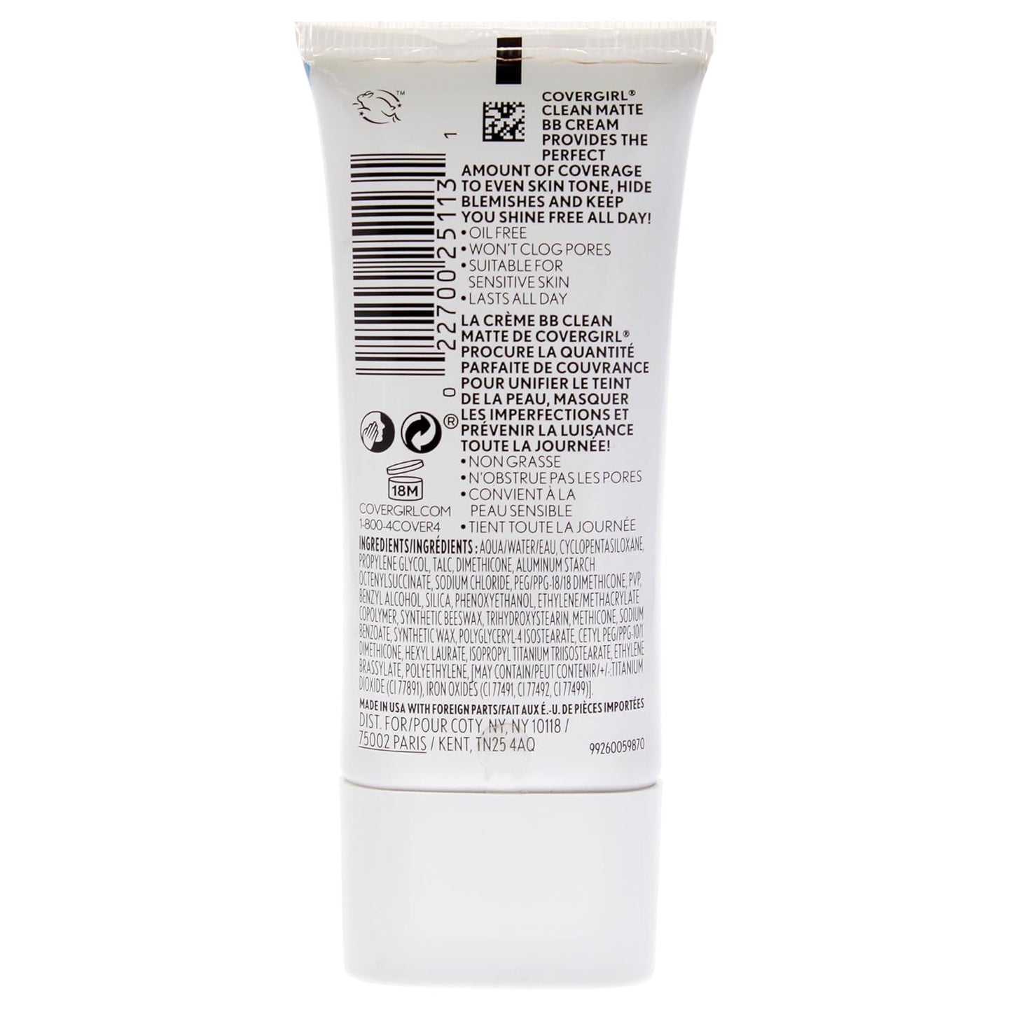 COVERGIRL_-_Clean_Matte_BB_Cream,_Oil-Free,_Long-Lasting,_Sensitive_Skin,_Lightweight,_100%_Cruelty-Free