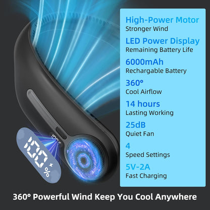 Portable_Neck_Fan,Hands_Free_Personal_Wearable_Bladeless_Fan,6000mAh_USB_Rechargeable,360°_Cooling,LED_Display,4-Speeds,Birthday_Gifts_for_Men_Women_Dad_Mom,Fathers_Day,Mothers_Day_Gifts_(Black)