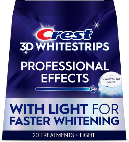 Crest_3D_Whitestrips_Professional_Effects_+_LED_Light_–_Teeth_Whitening_Kit,_1_Light_+_20_Treatments,_Each_with_1_Upper/1Lower,_40_Strips_–_Crest_3DWhite_Teeth_Whitening_Strips