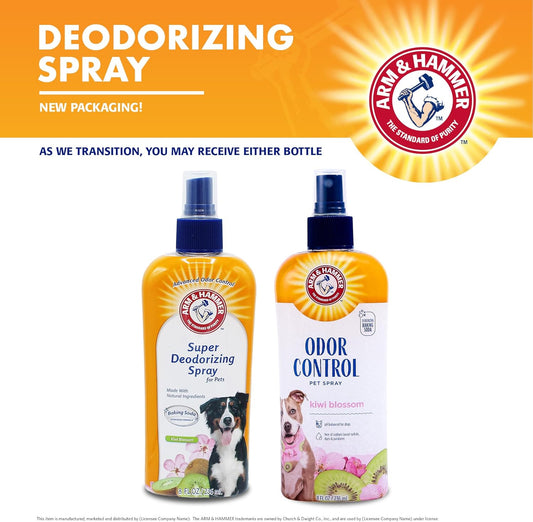 Arm_&_Hammer_for_Pets_Super_Deodorizing_Dog_Spray_with_Baking_Soda_for_Odor_Control_Freshens_Coat_Between_Baths_pH_Balanced_Formula_for_Dogs_Kiwi_Blossom_8_FL_OZ_Single_Dogs_and_Puppies_Grooming