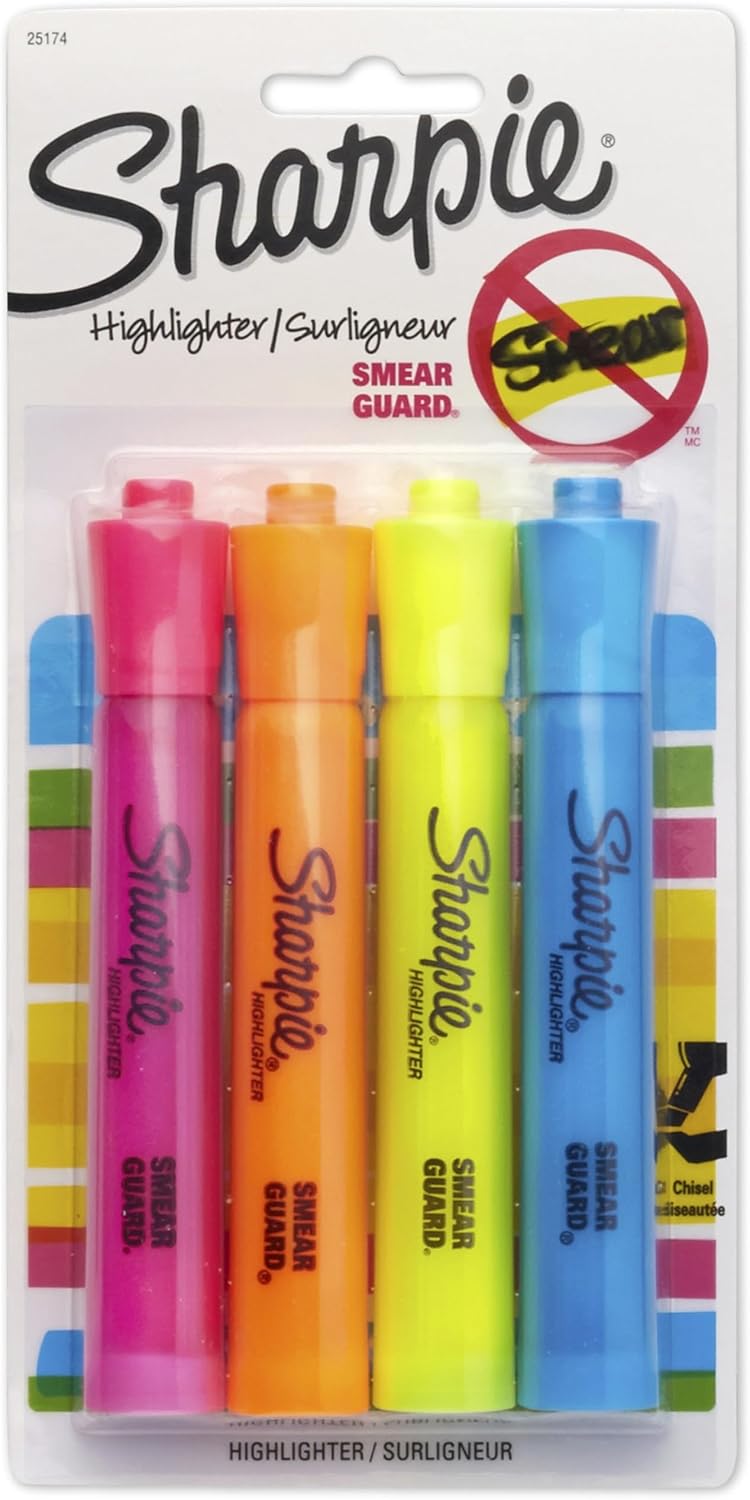 Sharpie_Accent_Tank-Style_Highlighters,_Assorted_Colors,_4_Count_-_Back_to_School,_Desk_Supplies