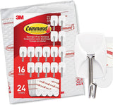 Command Small Wire Toggle Hooks, Damage Free Hanging Wall Hooks with Adhesive Strips, No Tools Wall Hooks for Hanging Organizational Items in Living Spaces, 16 White Hooks and 24 Strips