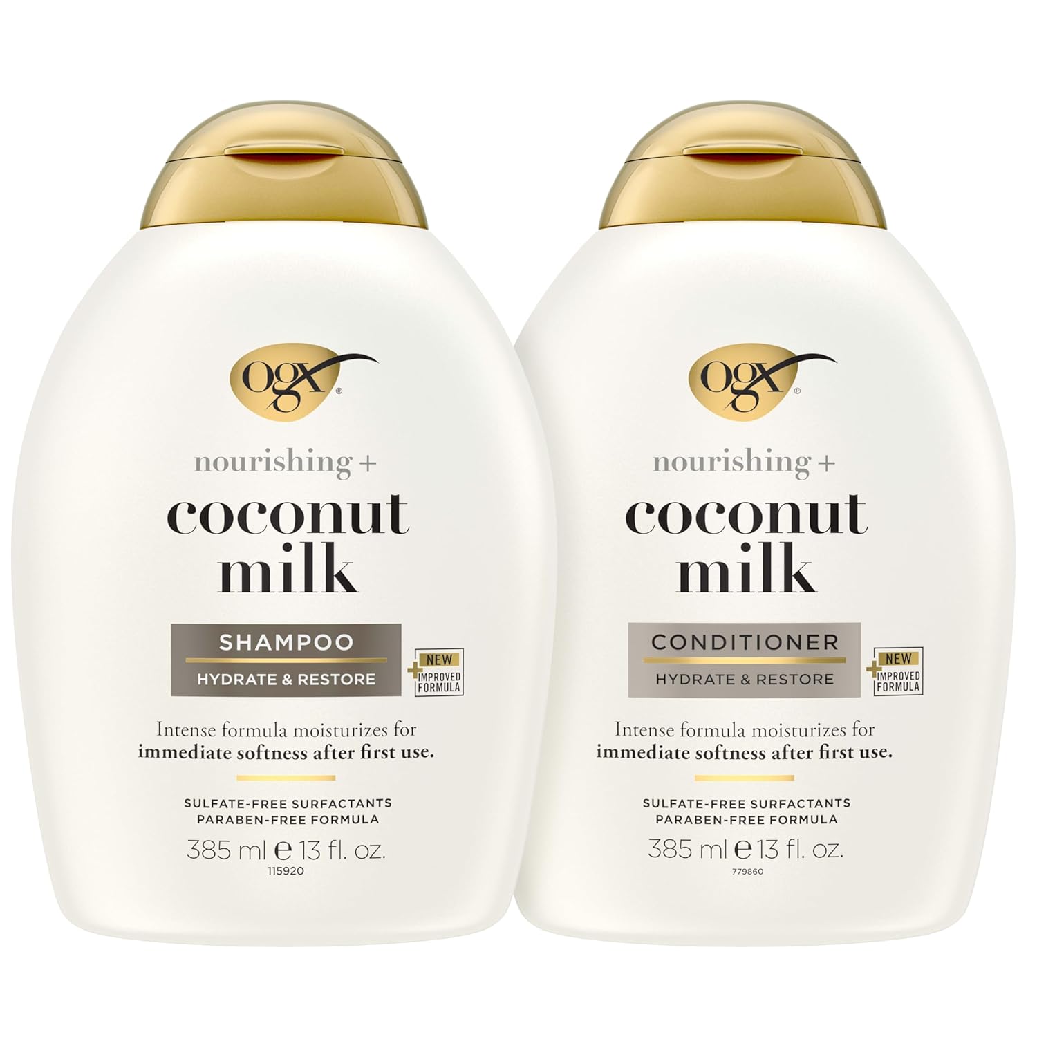 OGX_Nourishing_+_Coconut_Milk_Sulfate_Free_Shampoo_and_Conditioner_Set,_Hydrates_&_Softens_Hair,_Lipi_Pro_Shield_Technology,_Creamy_Coconut_Milk_White_Peach_&_Shea_Butter_Scent,_2_Items,_2_x_13_fl_oz