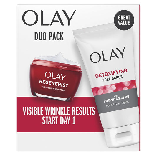 Olay_Face_Wash_Regenerist_Advanced_Anti-Aging_Pore_Scrub_Cleanser_(5.0_Oz)_and_Micro-Sculpting_Face_Moisturizer_Cream_(1.7_Oz)_Skin_Care_Duo_Pack,_Total_6.7_Ounces