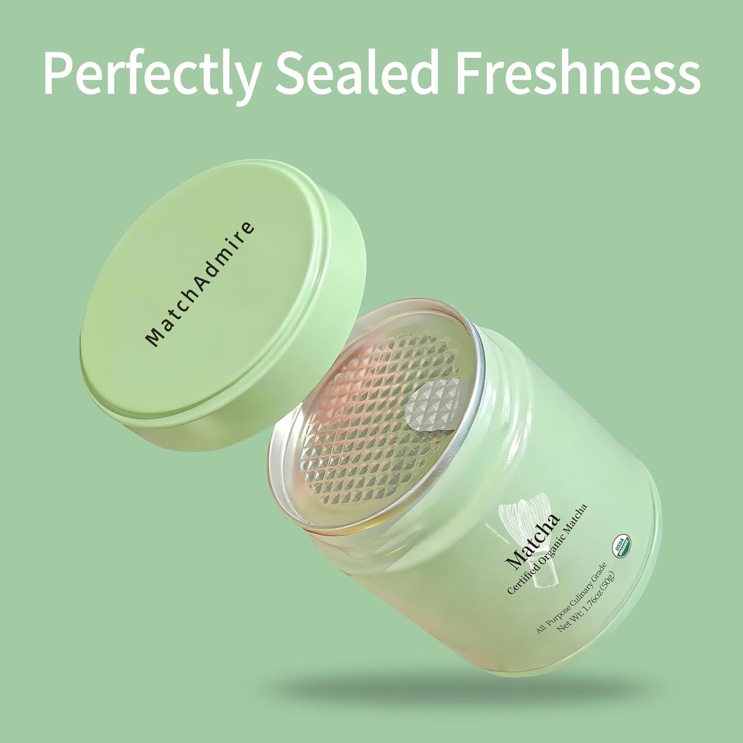 MatchAdmire_Premium_First_Harvest_USDA_Certified_Organic_Green_Tea_Matcha_Powder,_Rich_Flavor,_100%_Vegan_with_No_Fillers,_Radiation-Free_(50g_Culinary_Grade_Matcha)