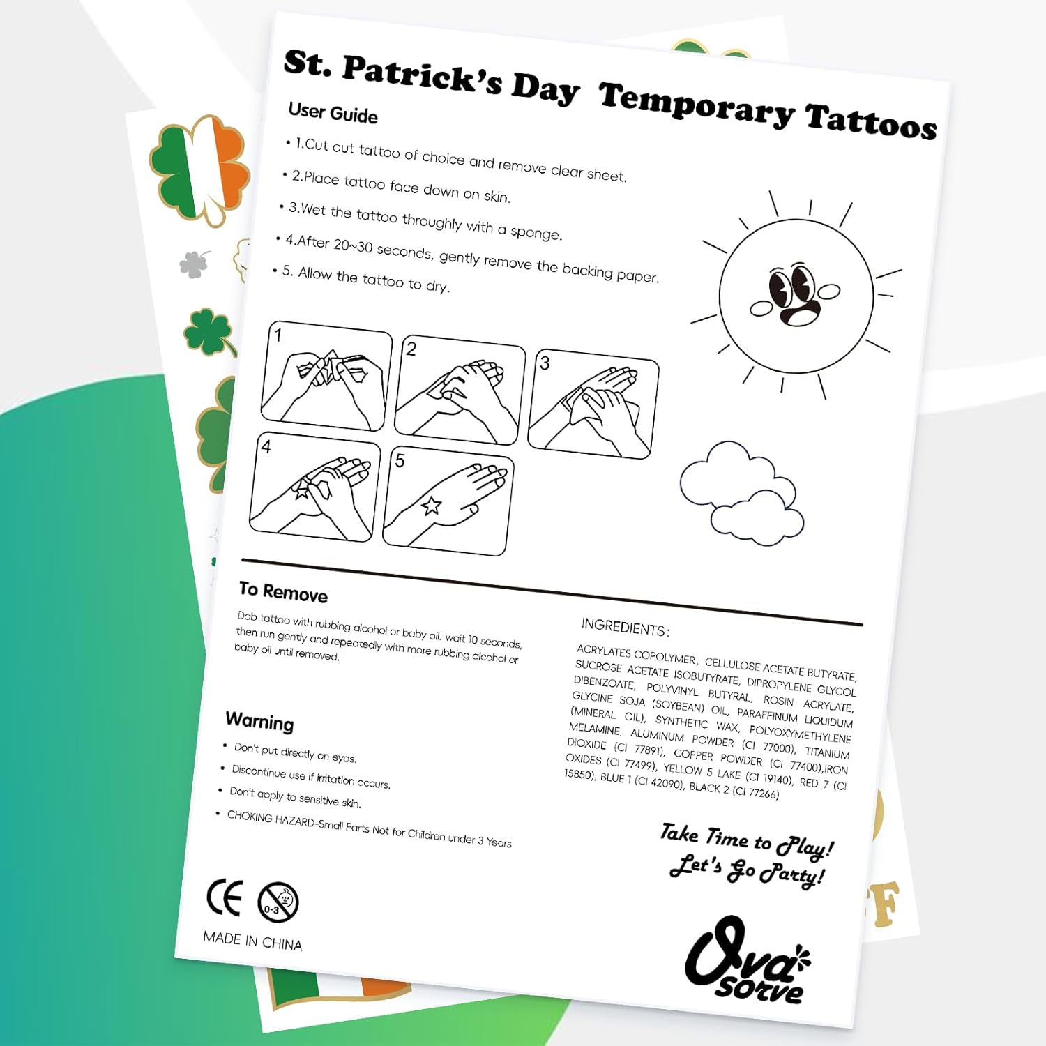 St_Patricks_Day_Temporary_Tattoos_56_Glitter_Styles_Shamrock_Face_Stickers_Suppiles_Kiss_Me_I'm_Irish_Party_Favor_St_Patty's_Day_Accessories_Leprechauns_Arts_and_Crafts