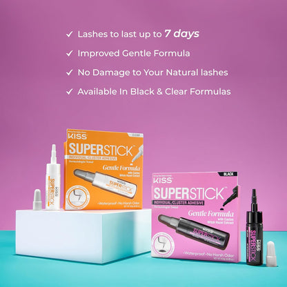 KISS_SuperStick_Individual_Lash_Cluster_Adhesive,_Gentle_Formula,_7_Day_Hold,_Cactus_&_Witch_Hazel_Extract,_Dermatologist_Tested,_Waterproof_Lash_Glue,_No_Harsh_Odor,_Net_Wt._6.5g_(0.23_oz.),_Black