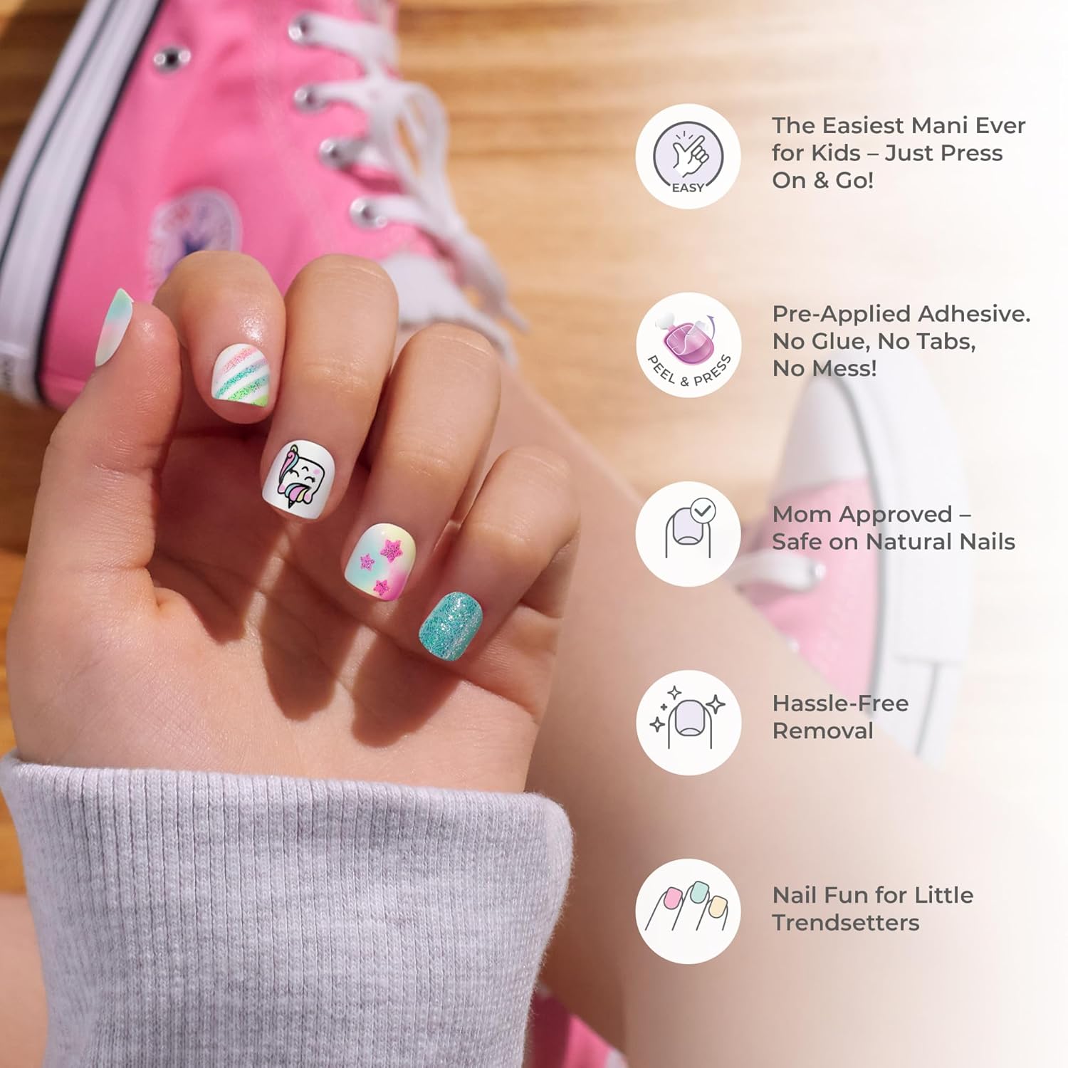 KISS_imPRESS_No_Glue_Mani_Press_On_Nails,_Mini,_'Super_Duper',_Pink,_Kids_Size,_Squoval_Shape,_Includes_20_Nails,_1_Mini_File