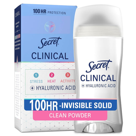 Secret_Clinical_Strength_100HR_Sweat_&_Odor,_Invisible_Solid_Antiperspirant_Deodorant_for_Women,_3X_Stress_Protection_with_Hyaluronic_Acid,_PH_Balanced,_Powder_Protection_Scent,_2.6_oz
