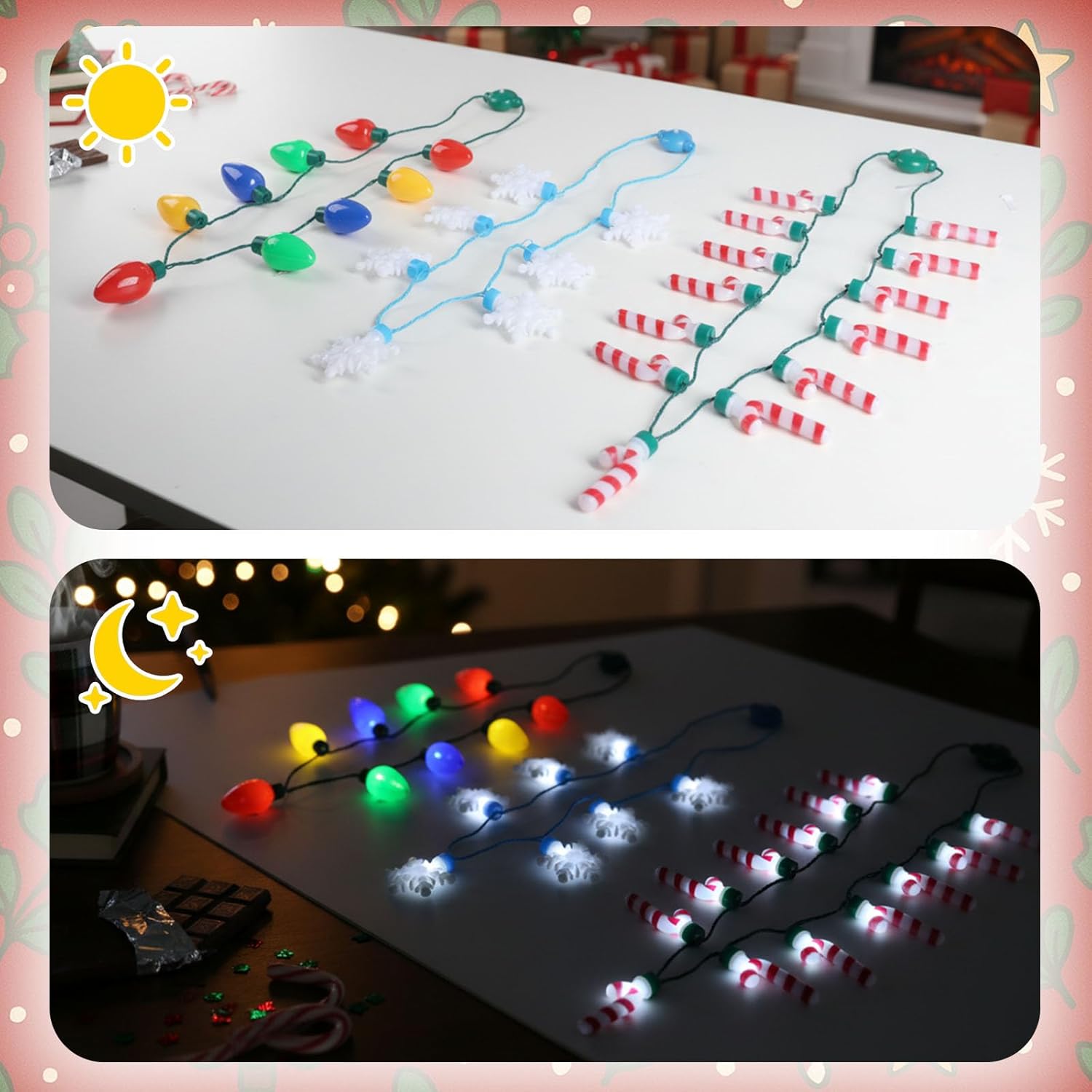 POPLAY_Christmas_Light_Up_Necklaces,_3PCS_36~41inch_Glowing_Necklaces_Snowflake_Candy_Cane_LED_Bulb_String_Lights_for_Indoor_Christmas_Winter_Decoration_Party_Supplies