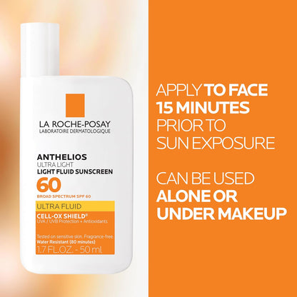 La_Roche-Posay_Anthelios_Light_Fluid_Facial_Sunscreen_SPF_60,_Lightweight_Sunscreen_For_Face,_Fluid_Texture,_Broad_Spectrum_SPF_+_Antioxidants,_Oil_Free_&_Oxybenzone_Free,_Travel_Size_1.7_Fl._Oz.