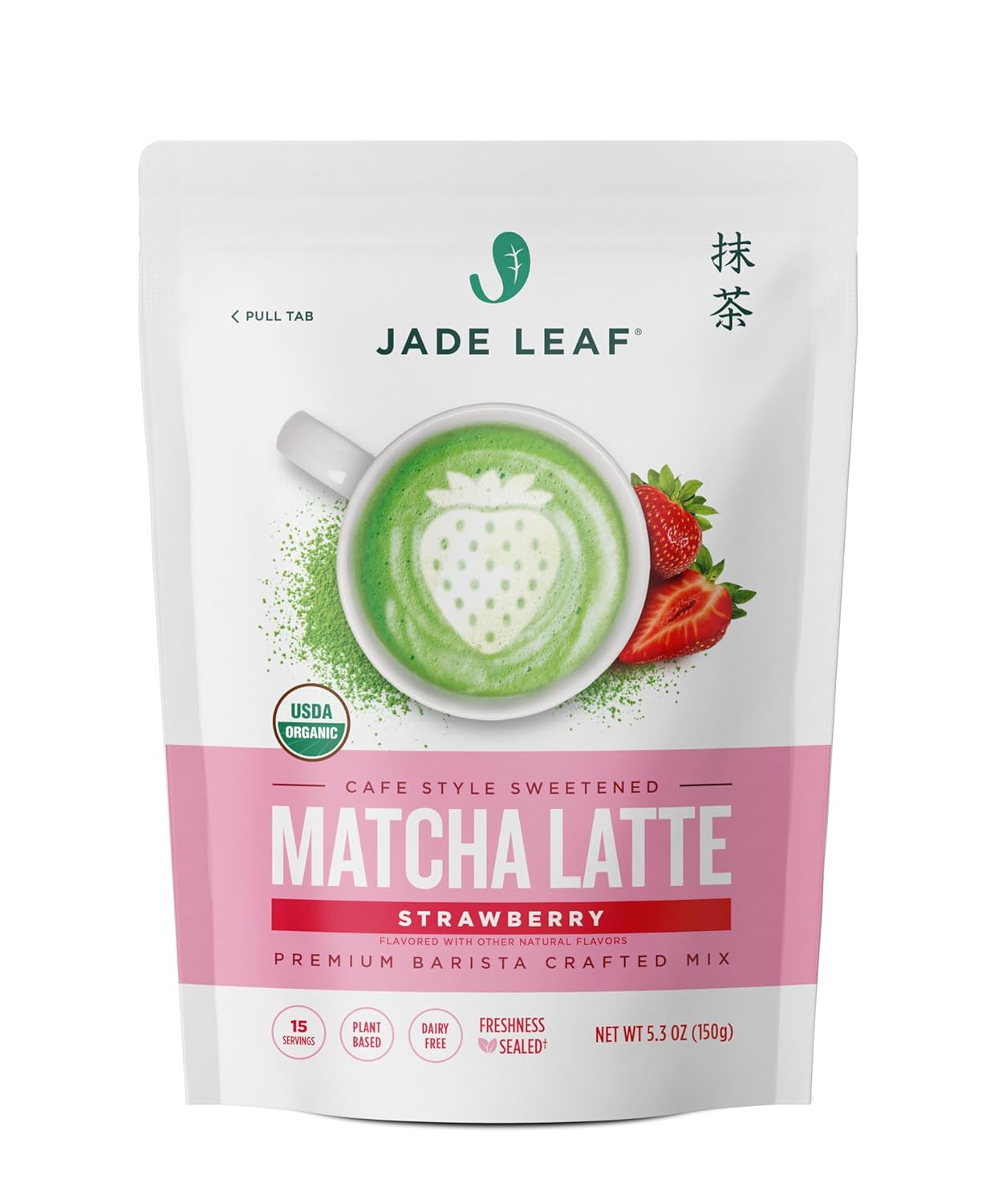 Jade_Leaf_Matcha_Organic_Strawberry_Matcha_Latte_Mix_-_Lightly_Sweet_Japanese_Matcha_Green_Tea_Powder_with_Organic_Cane_Sugar_for_Cafe_Style_Blend,_5.3_Ounce_/_150g_(Pack_of_1)