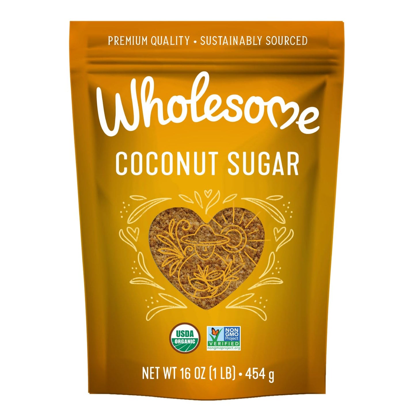 Wholesome Sweeteners 16-Ounce Organic Coconut Sugar, Non GMO, Gluten Free &amp;amp; Vegan Sweetener, for Baking, Sauces, and Smoothies, 1 Pack