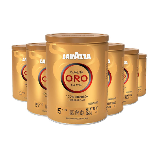 Lavazza_Qualita_Oro_Ground_Coffee,_Medium_Roast,_100%_Arabica,_8.8_oz_Tin_(Pack_of_6)