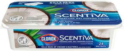 Clorox_Scentiva_Disinfecting_Wet_Mop_Pad,_Disposable_Mop_Heads,_Coconut_and_Waterlily,_2_Packs,_24_Wet_Refills_Per_Pack_(Package_May_Vary)