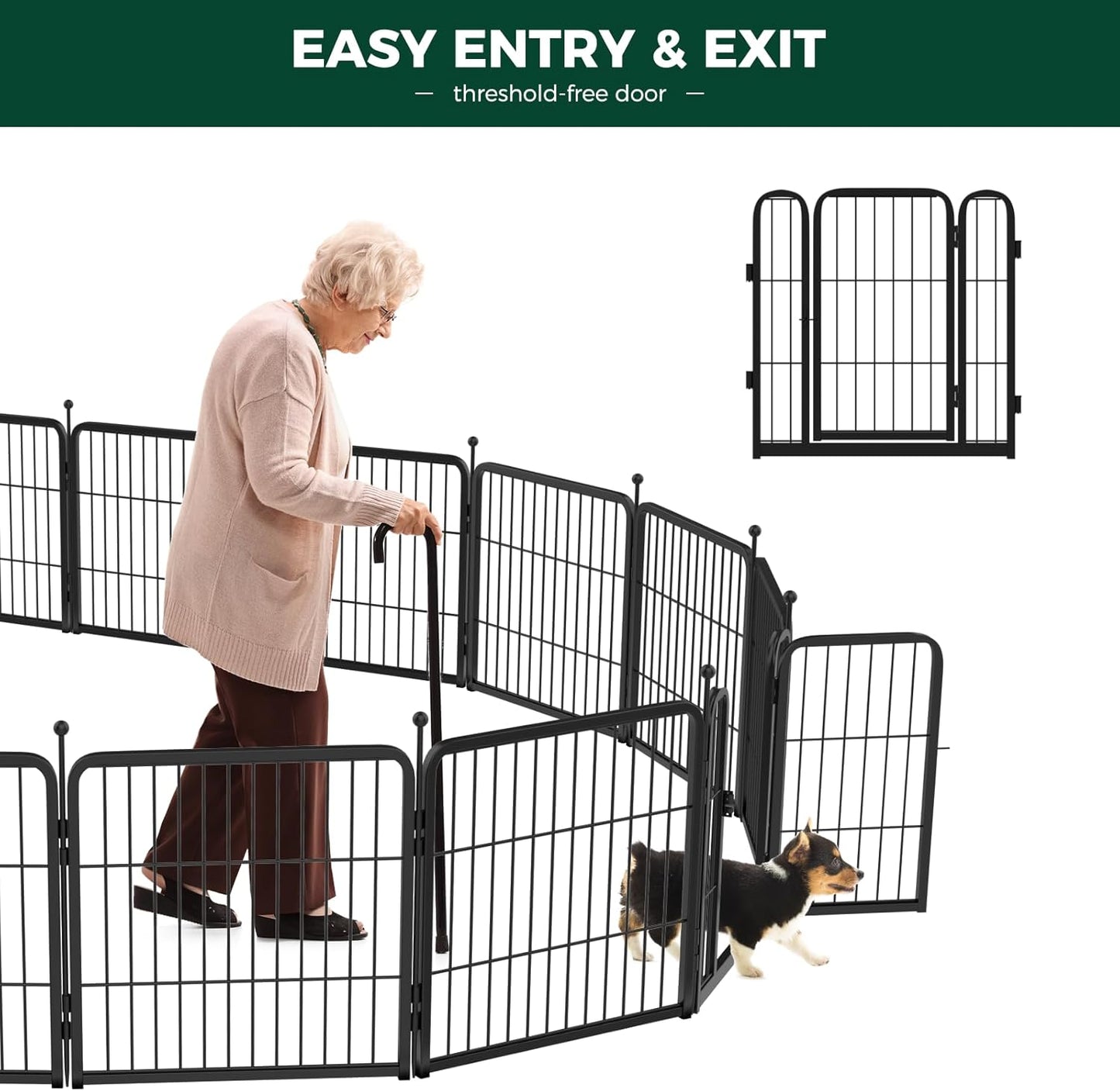 FXW_Rollick_Unleashed_Dog_Playpen_for_Indoor,_Yard,_RV_Camping,_24_inch_8_Panels_for_Small_and_Puppy_Dogs,_Black│Patented