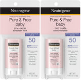 Neutrogena Pure & Free Baby Mineral Sunscreen Stick with Broad Spectrum SPF 50 & Zinc Oxide, Water-Resistant, Hypoallergenic, Paraben-, Dye- & PABA-Free Baby Face & Body Sunscreen, 0.47 oz