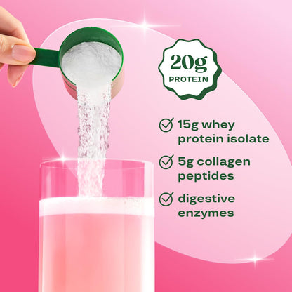 Bloom_Clear_Protein,_Whey_Protein_Isolate_with_Collagen_Peptides_and_Digestive_Enzymes,_20g_Protein,_Sugar_Free_Post_Workout_Drink_Mix,_90_Calories,_Strawberry_Watermelon,_10_Servings