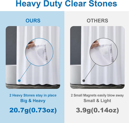 Amazer_White_Shower_Liner_Cloth_Waterproof,_White_Shower_Curtain_Liner_Fabric_with_Weighted_Stones,_Washable_Shower_Curtain_and_Liner_2-in-1,_120G_Heavy_Duty,_12_Grommet_Holes,_72_x_72_Inches