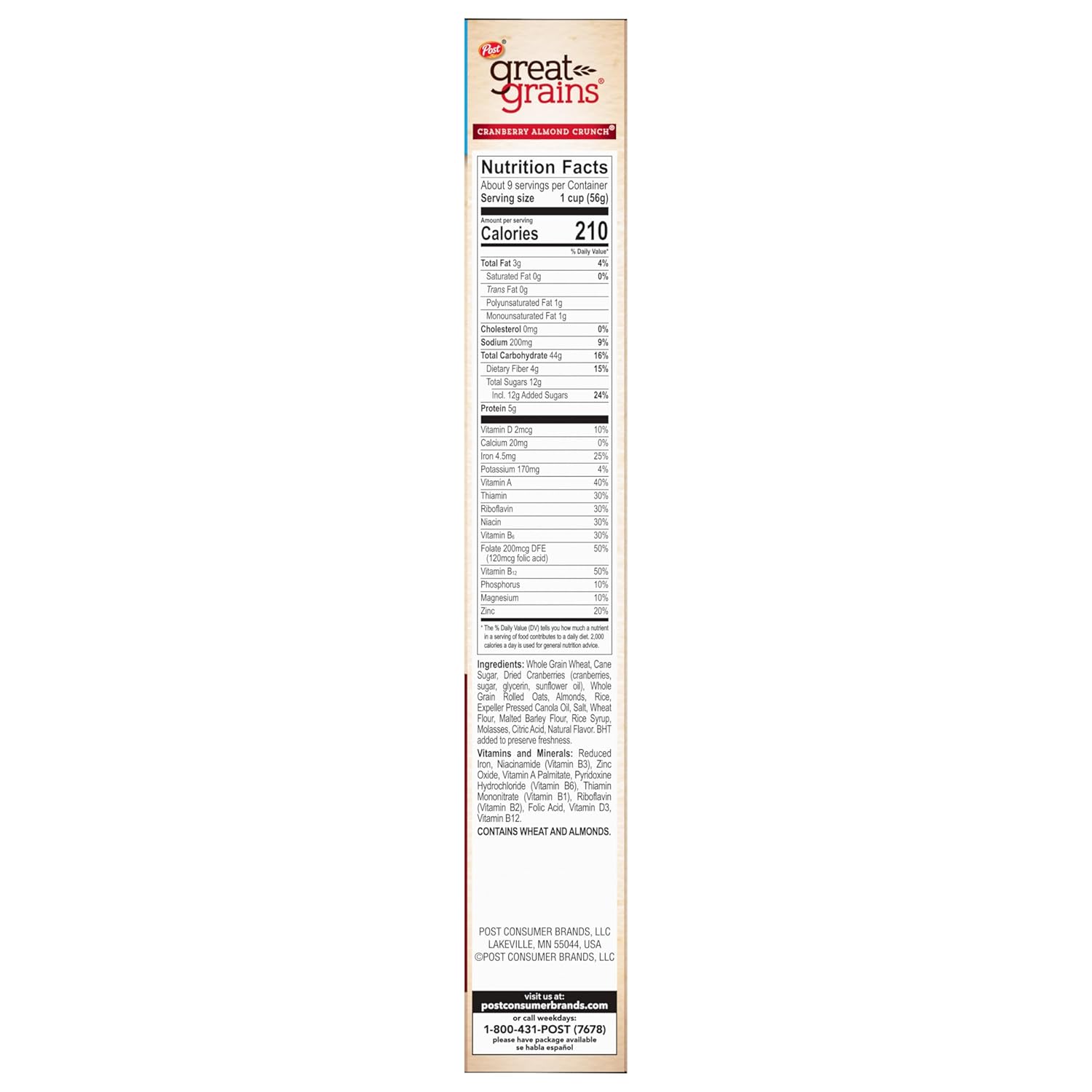 Great_Grains_Cranberry_Almond_Crunch_Cereal,_Cereal_with_Dried_Cranberries_and_Almonds,_Non-GMO_Project_Verified,_17_OZ_Box
