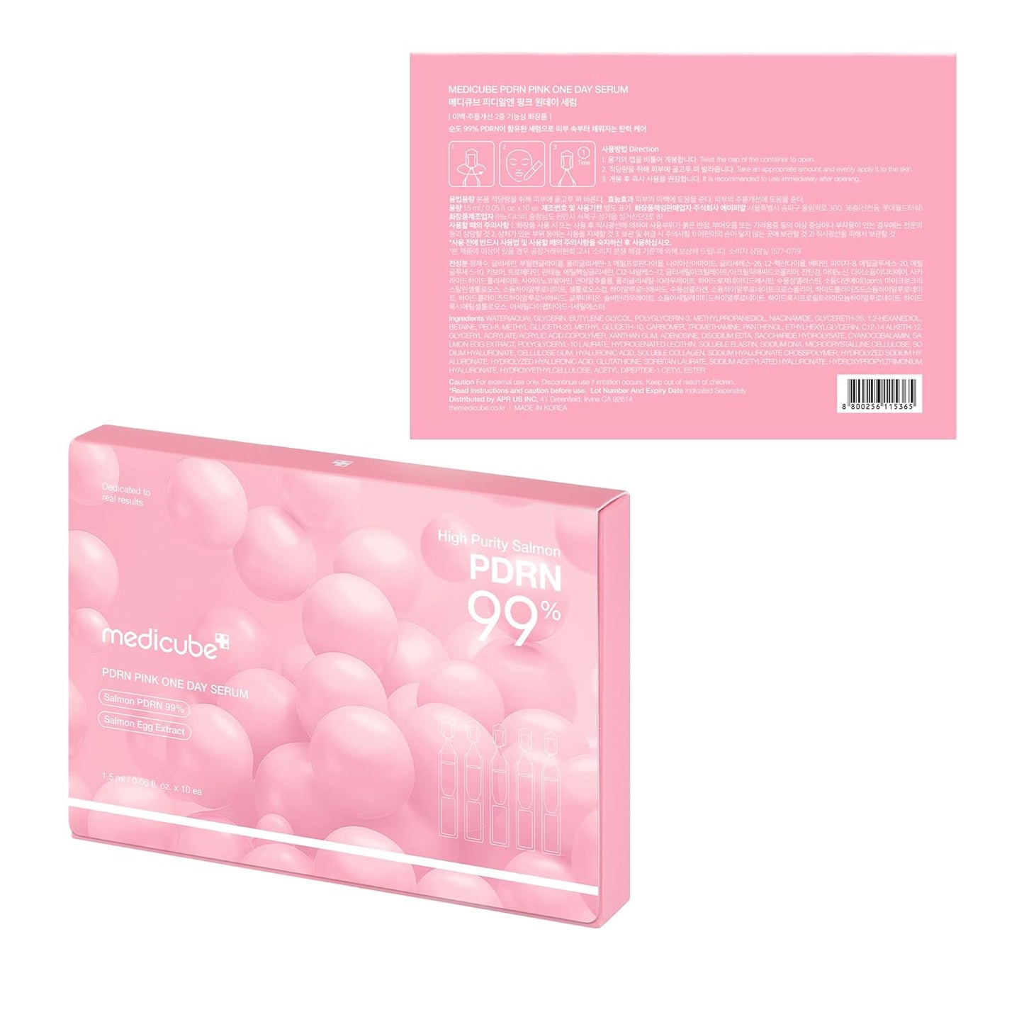 medicube_Salmon_DNA_PDRN_Pink_One_Day_Serum_|_99%_Salmon_DNA_PDRN_Intensive_Ampoule,_Collagen,_Glutathione,_Hyaluronic_Acid_-_Improves_skin_radiance_|_Korean_skincare_0.05_fl.oz_x_10e