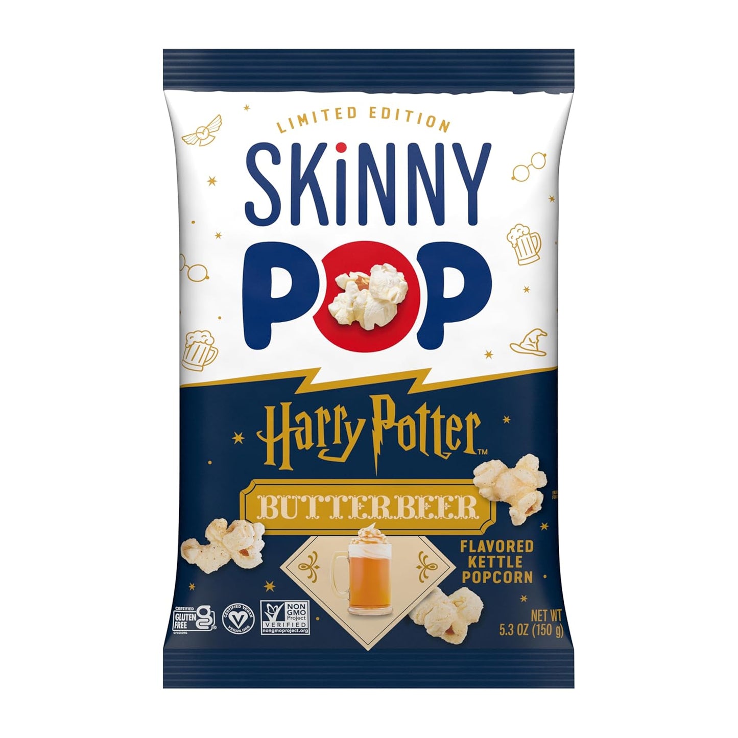 SkinnyPop_Butterbeer_Flavored_Kettle_Popcorn,_Harry_Potter_Snacks,_Gluten_Free,_Vegan,_Non-GMO,_Dairy_Free,_SkinnyPop,_5.3oz_Grocery_Sized_Bag