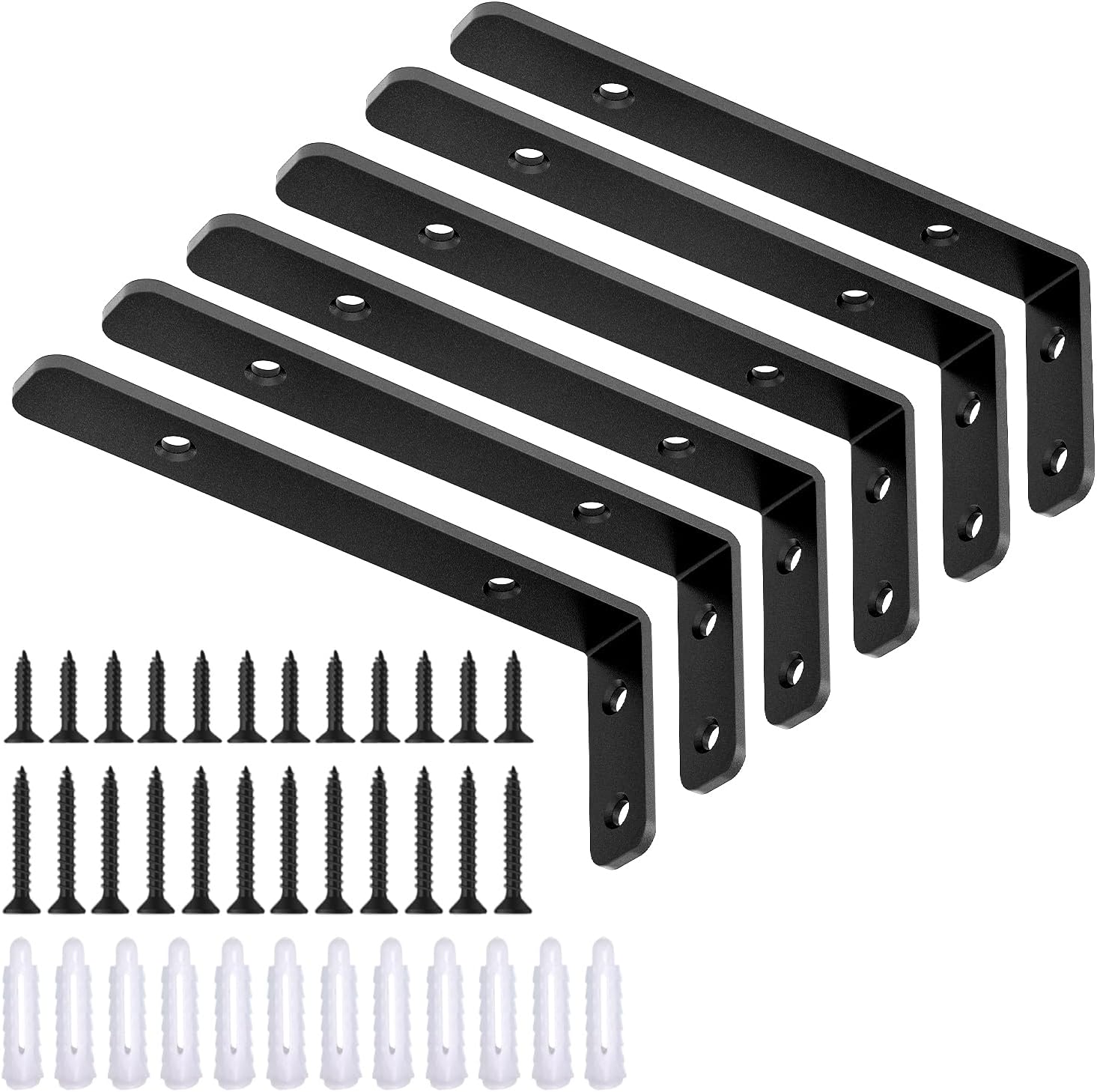 LSK_6PCS_L_Bracket,_5"×2"(125×50mm)_Shelf_Support_Corner_Bracket_for_Wooden_Board,_Max_Load_:_42lb,_Black