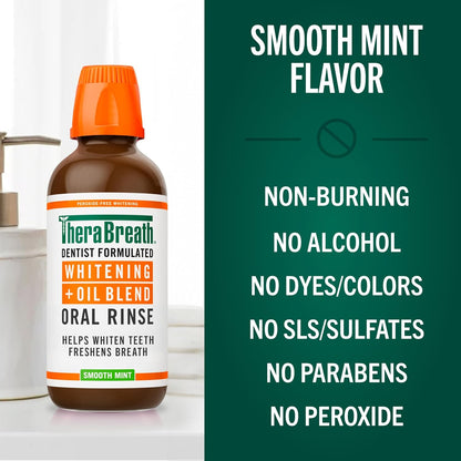 TheraBreath_Whitening_+_Oil_Blend_Oral_Rinse,_Alcohol-Free_&_Peroxide-Free_Mouthwash_Helps_Whiten_Teeth_&_Freshen_Breath,_Smooth_Mint,_16_Fl_Oz
