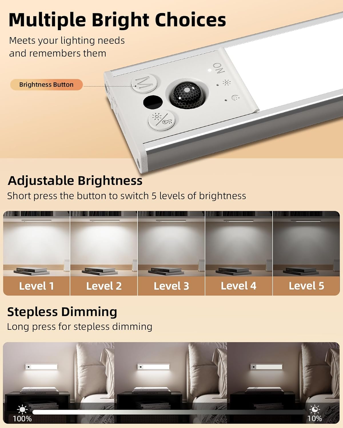 EZVALO_10inch_Under_Cabinet_Lighting,_LED_Motion_Sensor_Light_Indoor,_2400mAh_USB_Rechargeable_Closet_Lights,_Dimmable_&_Magnetic_Wireless_Under_Counter_Lights_for_Kitchen,_Pantry,_Stairs_(2_Pack)