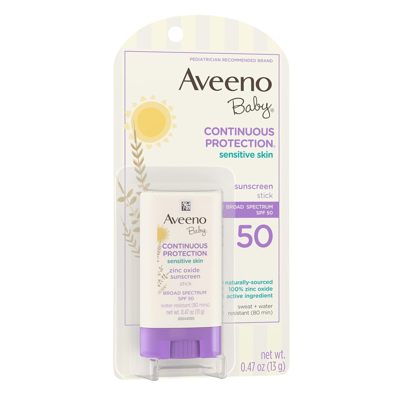 Aveeno_Baby_Continuous_Protection_Mineral_Sunscreen_Stick_for_Sensitive_Skin_with_Broad_Spectrum_SPF_50_Protection_for_Face_&_Body,_Naturally_Sourced_100%_Zinc_Oxide,_Travel_Size,_0.47_oz