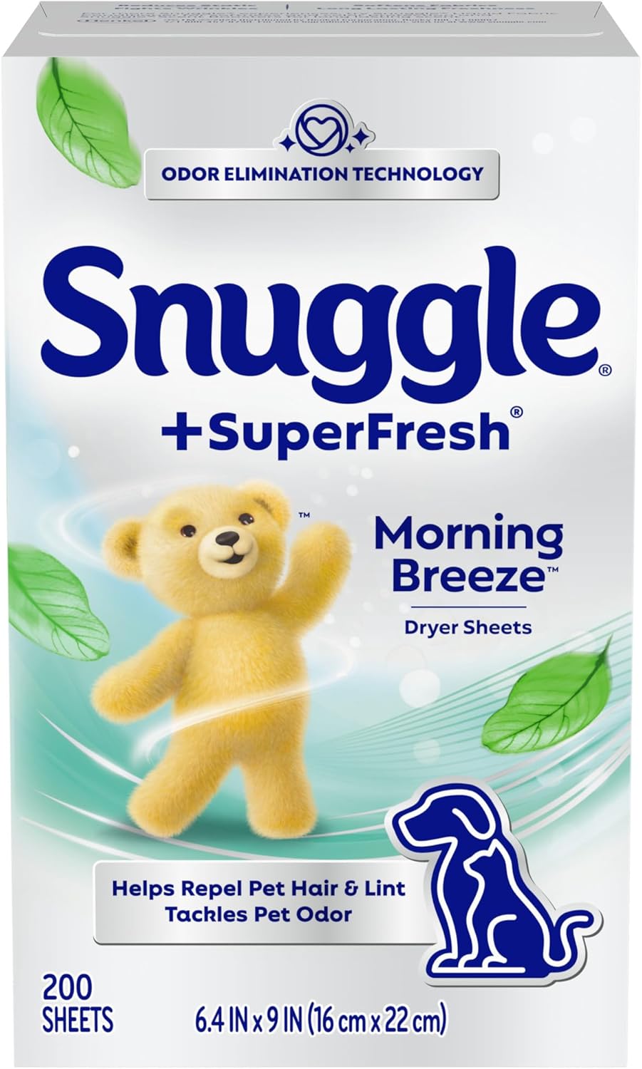 Snuggle_SuperFresh_Fabric_Softener_Dryer_Sheets,_200_Count,_Morning_Breeze,_Long-Lasting_Fresh_&_Clean_Scent,_Tackles_Pet_Odor,_Helps_Repel_Pet_Hair,_Reduces_Static_&_Fights_Wrinkles,_HE_Safe